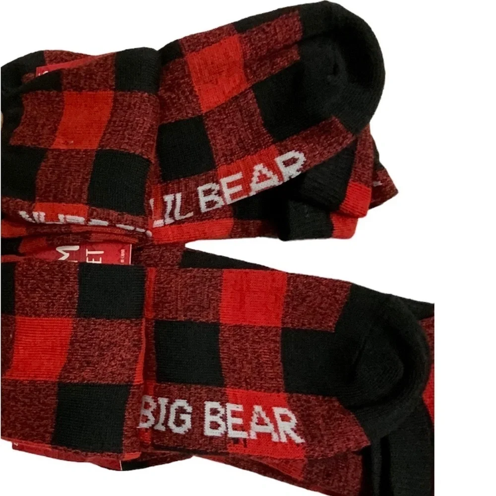 Holiday Family Matching Socks 4 Pack Christmas Tartan Plaid Red Black Adult Kids